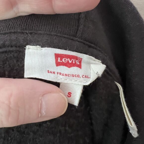 Levis Hoodie Womens Small Black Sequins Spell Out Pullover Sweatshirt - Picture 5 of 7